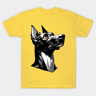 Stunning and Cool Cirneco dellEtna Monochrome and Gold Portrait for Father's Day T-Shirt